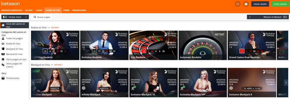 betsson casino en vivo